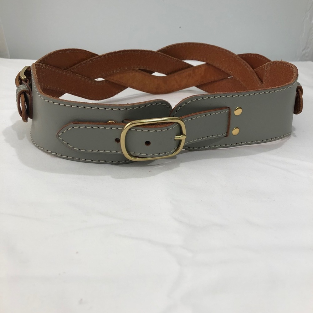 Linea Pelle grey leather braided belt size Large